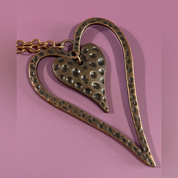 NWT Paparazzi Copper Heart Necklace and Earring Set - Picture 3 of 4